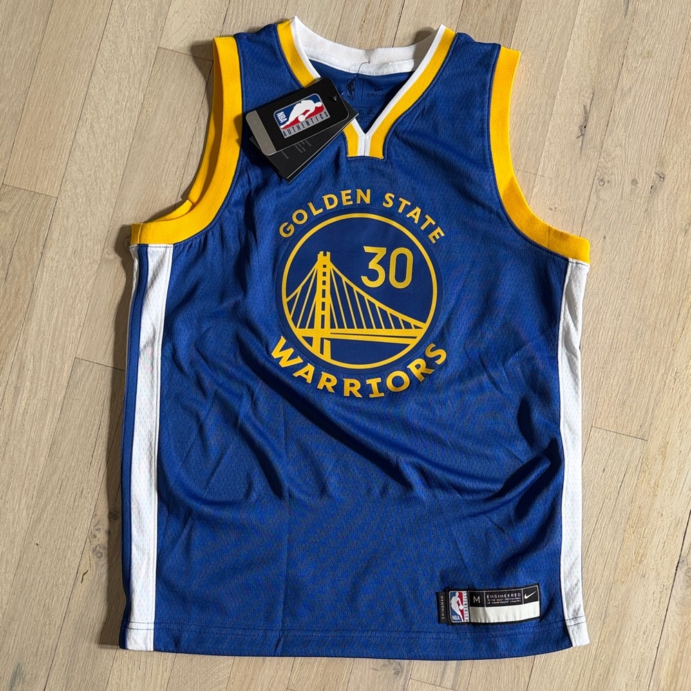 Nike Golden State Warriors Blue and Yellow Jersey youth m